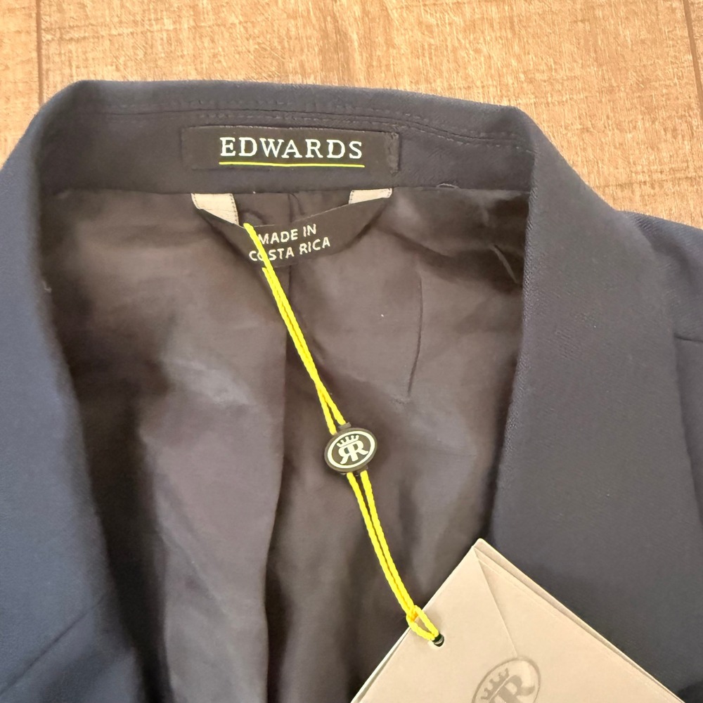 NWT Edwards Suit Jacket Mens 48 R Navy Blue Wool Blend Russel Comfort Stretch - Picture 3 of 13